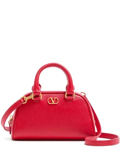 Valentino Garavani Mini Bowling V-logo Signature Tote Bag In Red