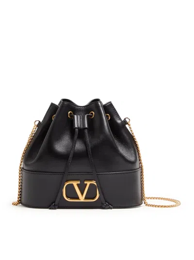 Valentino Garavani Mini Bucket Bag With Vlogo Signature Chain In Nappa In Black