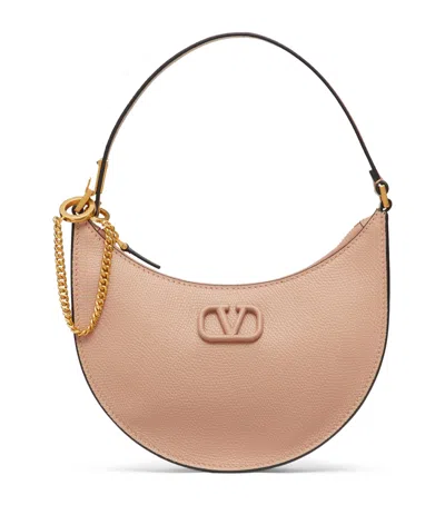 Valentino Garavani Mini Calf Leather Vlogo Signature Shoulder Bag In Nude