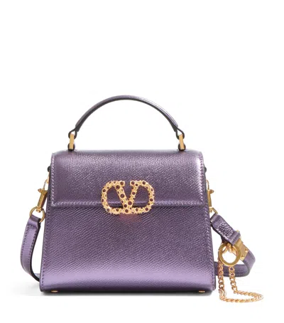 Valentino Garavani Mini Calf Leather Vsling Top-handle Bag In Purple