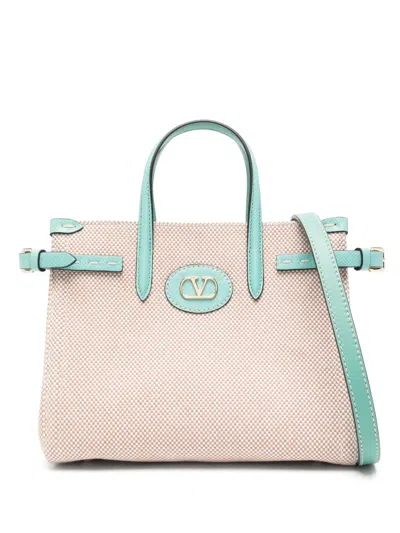 Valentino Garavani Mini-check Tote Bag In Neutrals