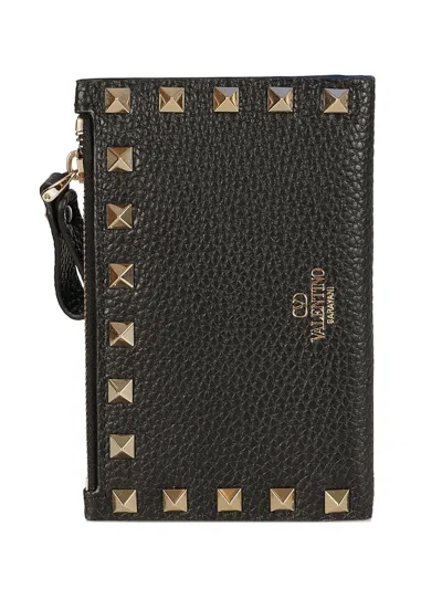 Valentino Garavani Rockstud Mini Coin Purse/card Case In Black