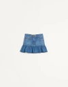 Valentino Denim Skirt Ruffled Hem In Blue