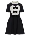 Valentino Double-bow Mini Dress In Wool In Black