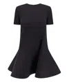 Valentino Short-sleeve Velvet Flared Mini Dress In Black