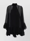 Valentino Mini Dress In Chiffon With Ruffled Hem