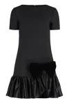 Valentino Garavani Bow Detail Wool And Silk Mini Dress In Black