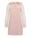 Valentino Peter Pan Collared Ruffle Bib Mini Dress In Pink