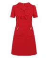 Valentino Fitted Red Dress With Decorative Bows In Red