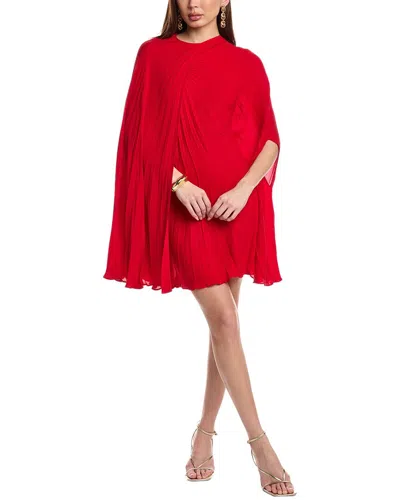 Valentino Dressed In Silk Cloak In Red