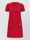 Valentino Womens Paris Pocket-front Short-sleeve Wool-blend Midi Dress In Multi