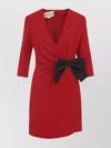 Valentino Mini Dress With Bow And V-neck In Red