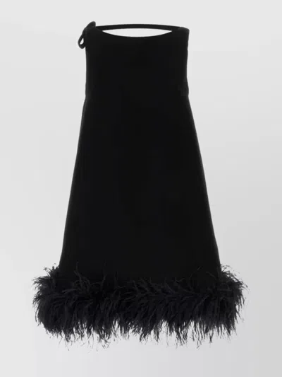 VALENTINO MINI DRESS WITH BOW DETAIL AND FEATHER TRIM