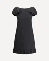Valentino Boat Neckline Mini Dress With Shoulder Bows In Black