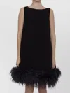 Valentino Mini Dress With Feathers In Black