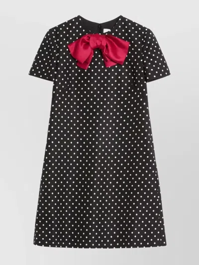 VALENTINO MINI DRESS WITH POLKA DOT PRINT AND BOW DETAIL