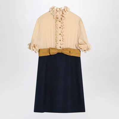 VALENTINO VALENTINO  MINI DRESS WITH RUFFLES AND BOW IN SILK