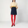 Valentino Womens Provence Blue Betulla Frilled Contrast-texture Silk Mini Dress In Blue