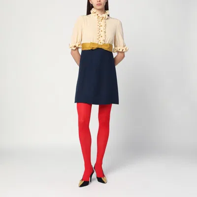VALENTINO MINI DRESS WITH RUFFLES AND BOW IN SILK