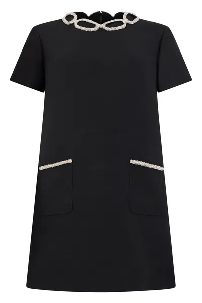 Valentino Mini Dress With Sequined Details In Black