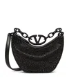 Valentino Mini Vlogo Moon Hobo Bag In In Black
