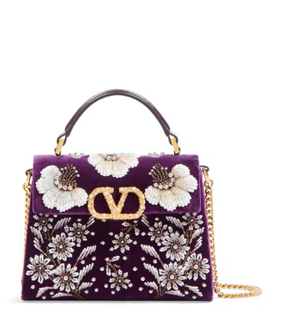 Valentino Garavani Mini Embellished Vsling Top-handle Bag In Black