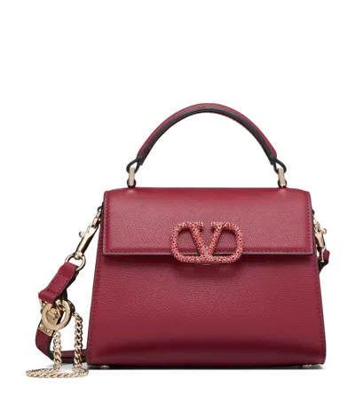 Valentino Garavani Mini Vsling Leather Tote Bag In 红色