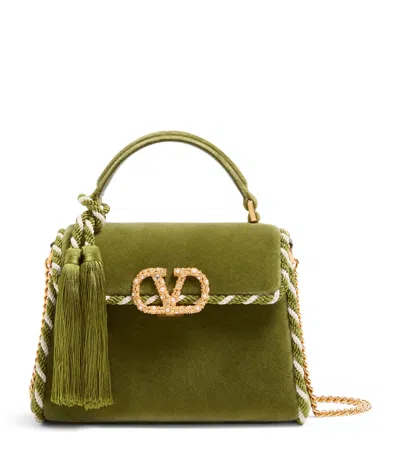 Valentino Garavani Mini Embellished Vsling Top-handle Bag In Green