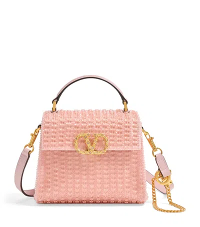 Valentino Garavani Mini Embellished Vsling Top-handle Bag In Pink