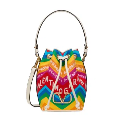 Valentino Garavani Mini Escape Canvas Bucket Bag In Multicolor