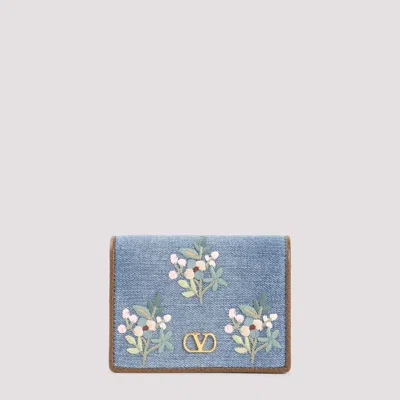 Valentino Garavani Mini Flap French Wallet In Blue