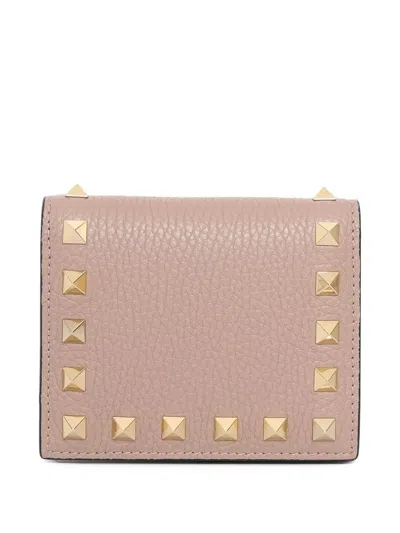 Valentino Garavani Mini Flap French Wallet With Rockstud Detail In Pink