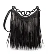 Valentino Vlogo Moon Mini Hobo Bag With Sequin Fringes In Black