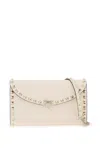 VALENTINO GARAVANI MINI HAMMERED LEATHER CROSSBODY BAG WITH ICONIC STUDS AND DETACHABLE POUCH