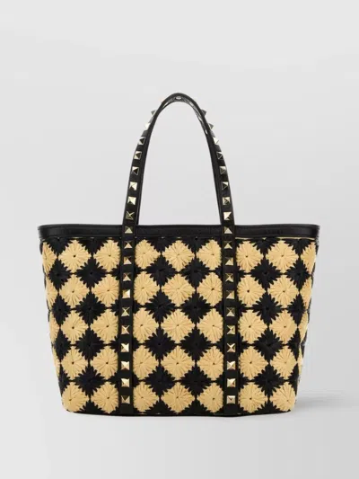Valentino Garavani Mini Handbag With Embroidered Raffia And Studs