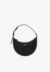 Valentino Half-moon Leather Shoulder Bag With Chain Strap In Black