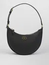 Valentino Half-moon Leather Shoulder Bag With Chain Strap In Black