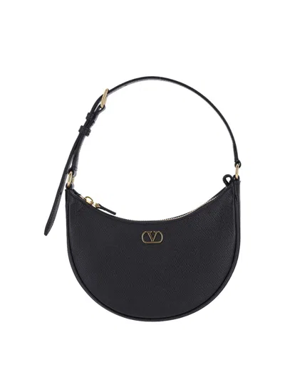 Valentino Garavani Mini Hobo V Logo Signature Handbag In Black