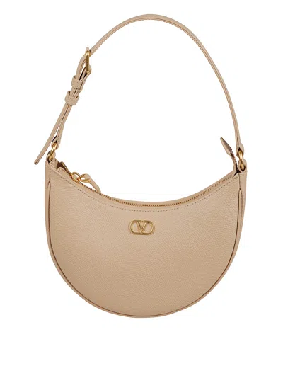 Valentino Garavani Mini Hobo V Logo Signature Handbag In Neutral