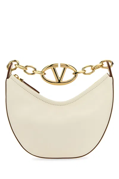 VALENTINO GARAVANI VALENTINO GARAVANI IVORY LEATHER MINI HOBO VLOGO MOON HANDBAG