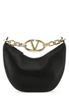Valentino Black Leather Small Hobo Vlogo Moon Handbag