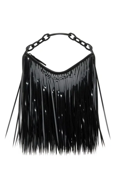 Valentino Garavani Black Leather Mini Hobo Vlogo Moon Handbag In Gold