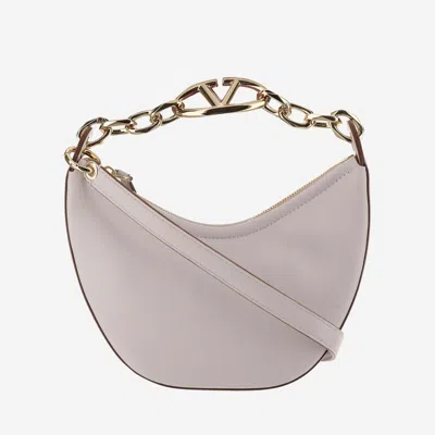 Valentino Garavani Mini Hobo Vlogo Moon Bag In Nappa Leather With Chain In Malva