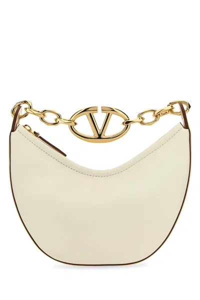 Valentino Garavani Mini Hobo Vlogo Moon Handbag In Ivory