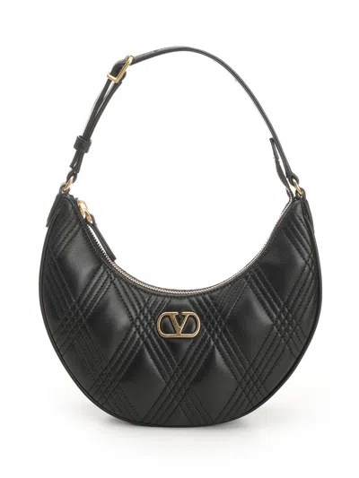 Valentino Garavani Mini Hobo Vlogo Signature Quiltie 67 In Black