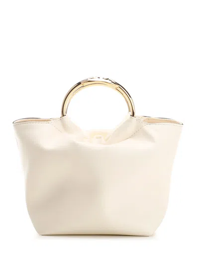 Valentino Garavani Ivory Leather Bucket Bag In White