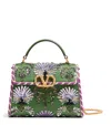 Valentino Garavani Garavani Mini Vsling Embroidered Handbag With Jewel Logo Woman Multicolour Uni In Green