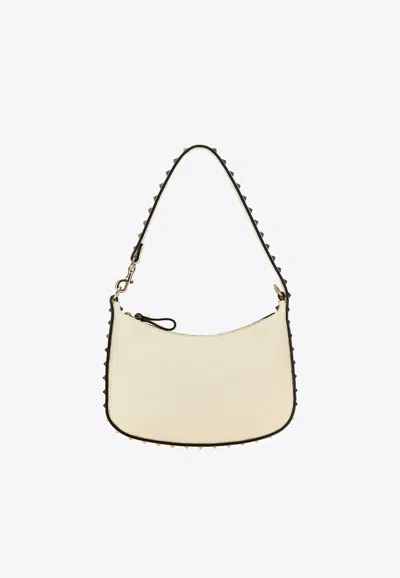 Valentino Garavani Mini Leather Hobo Bag In Ivory