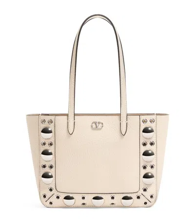 Valentino Garavani Mini Leather Nellcôte Shoulder Bag In Light Ivory