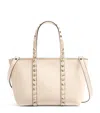 Valentino Mini Leather Rockstud Tote Bag In Ivory